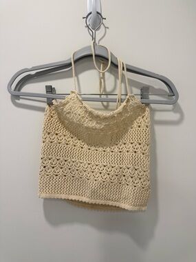 Reformation Cream Crochet Crop Top